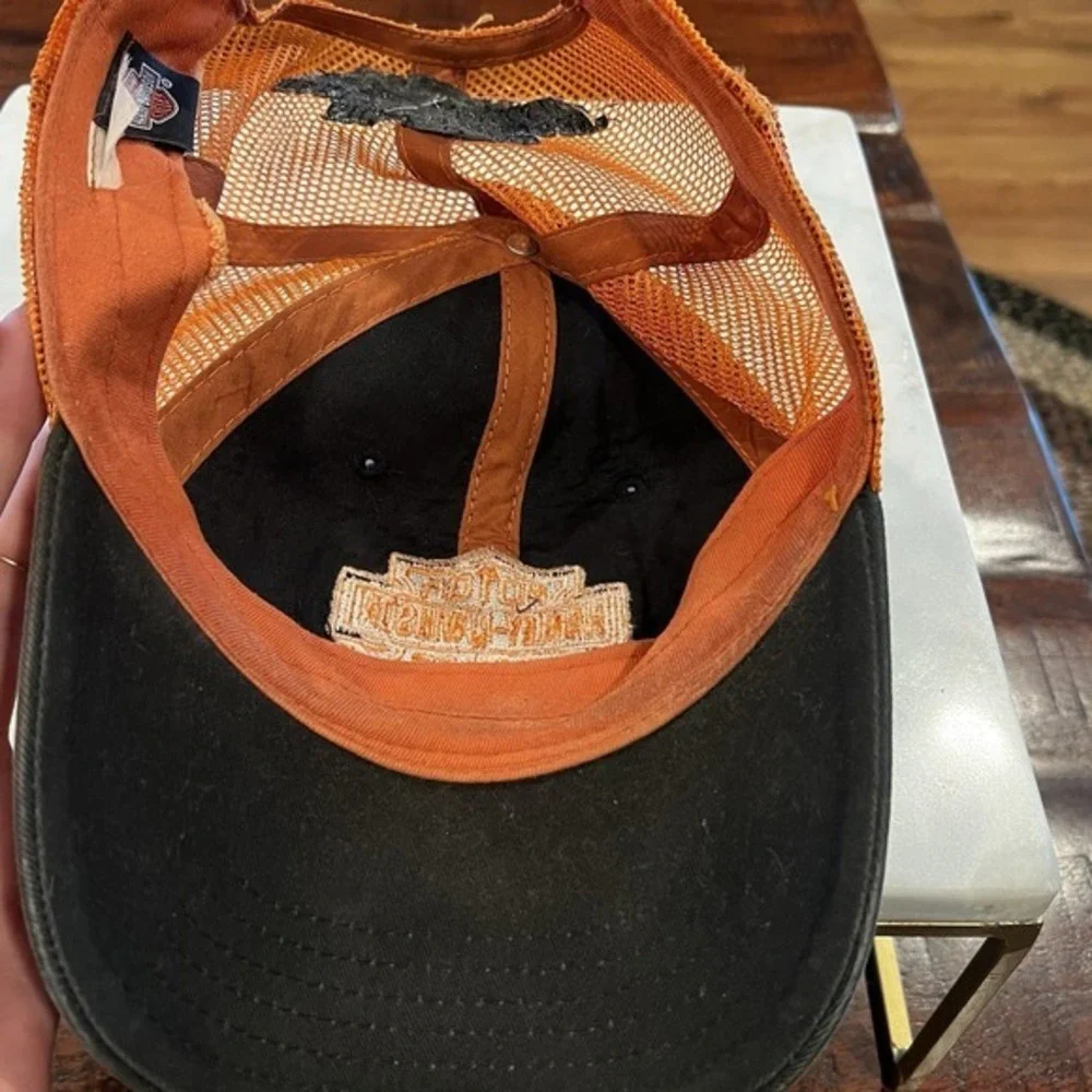 Harley-Davidson‎ Trucker Hat Big Island Hawaii Orange Mesh Black Cap Motorcycle